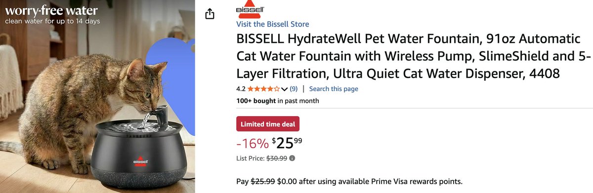 HoomanDeals's tweet photo. #AD ONLY $25.99! BISSELL HYDRATEWELL PET WATER FOUNTAIN #AmazonPartner

Normally $30.99 
https://t.co/SgW3OYBici

$349.99 was $399.99
BISSELL CleanWell Automated Cat Litter Box
https://t.co/BFJoPIlZOb https://t.co/0PS5Z0Dalx