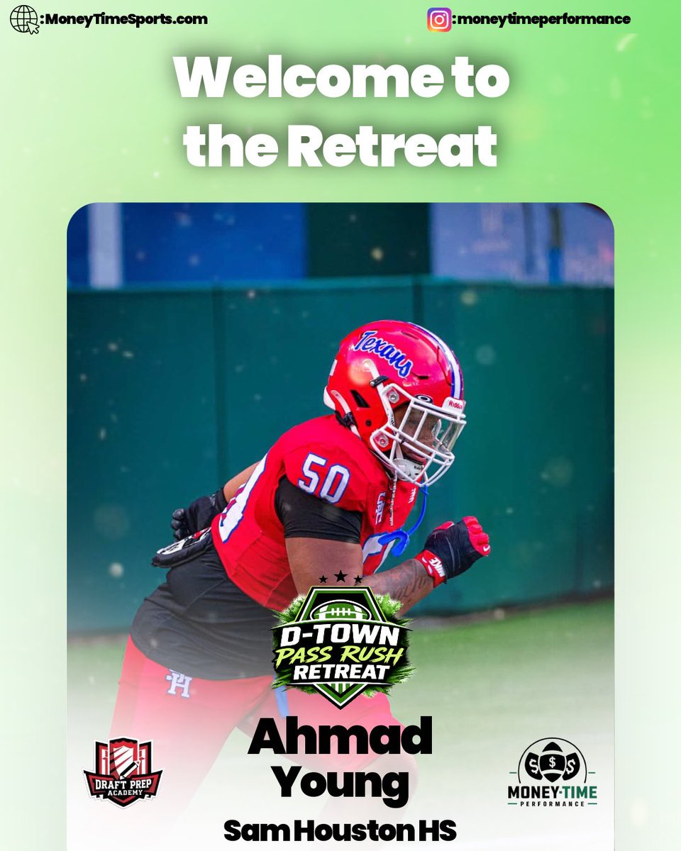 MTSports__'s tweet photo. We’re excited to have last years TOP DAWG!! Ahmad Young ( @AhmadYoung50 ) from Sam Houston HS in the building for the D-Town Pass Rush Retreat!!

Ready to sharpen the craft, dominate the trenches, and compete with the best. Let’s work! https://t.co/y5IQiZusZ0