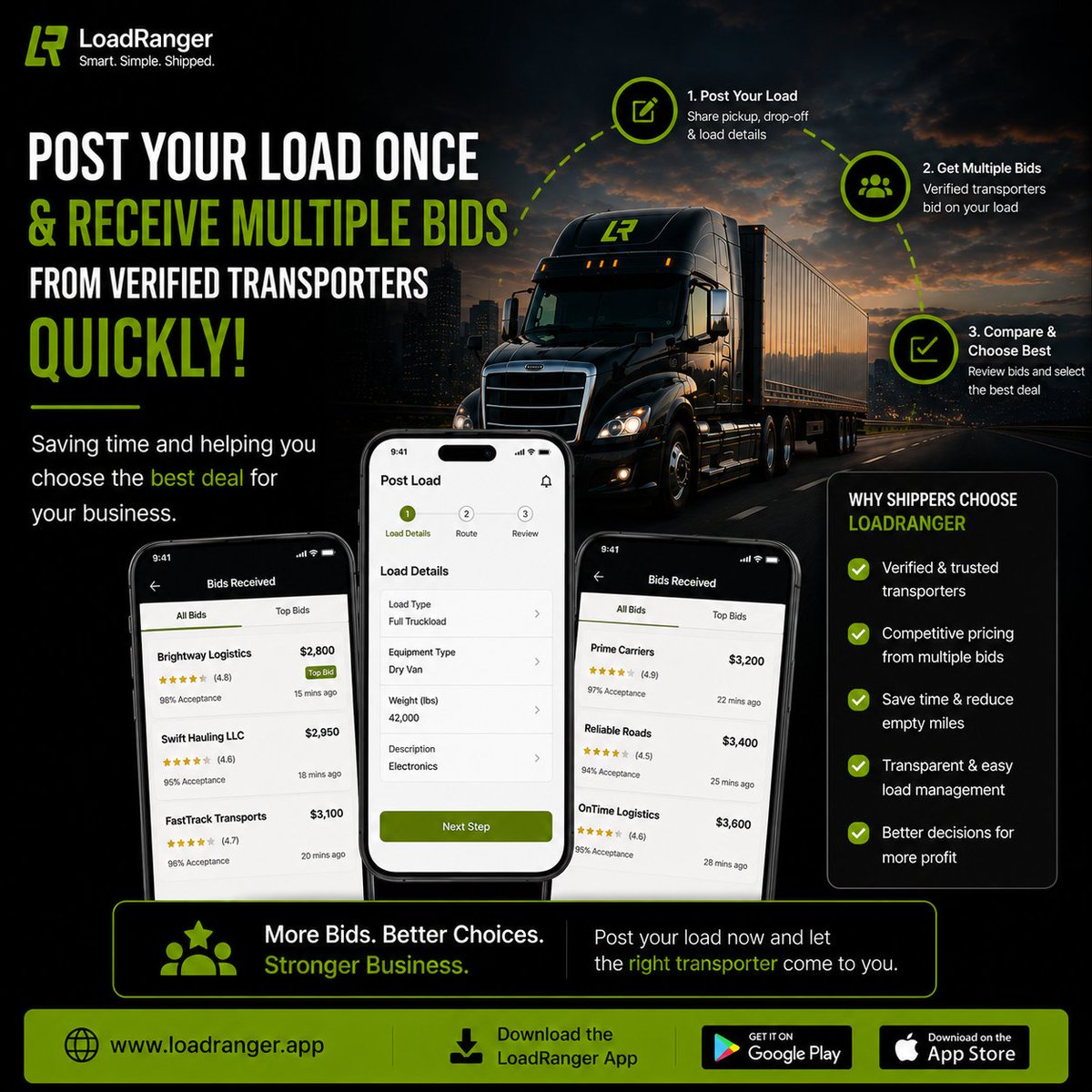 Jai10708169's tweet photo. π¦ Post your load once and receive multiple bids from verified transporters quickly, saving time and helping you choose the best deal for your business.
π Start using https://t.co/ntDOjq2a6I
#LoadRanger #TransportBusiness #Freight #TruckLife #DigitalLogistics #BusinessGrowth https://t.co/G6oUUlJWza