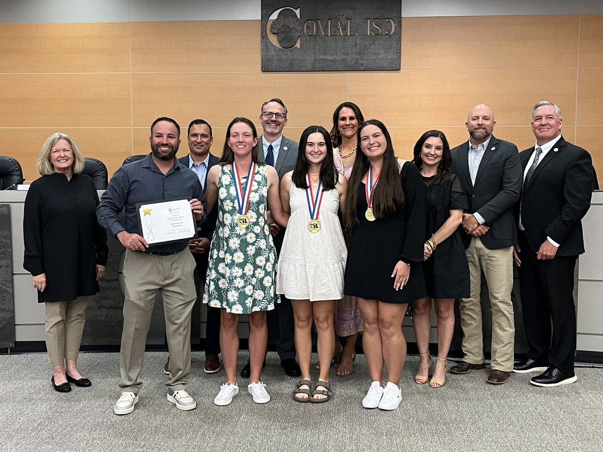 Marshakh10's tweet photo. Our state champs were recognized tonight at the school board meeting! What amazing athletes and coaches! @coachesalas @SVABC_GSoccer @SV_Rangers @BMar1842 @cisdnews https://t.co/r5uwjIq0KW