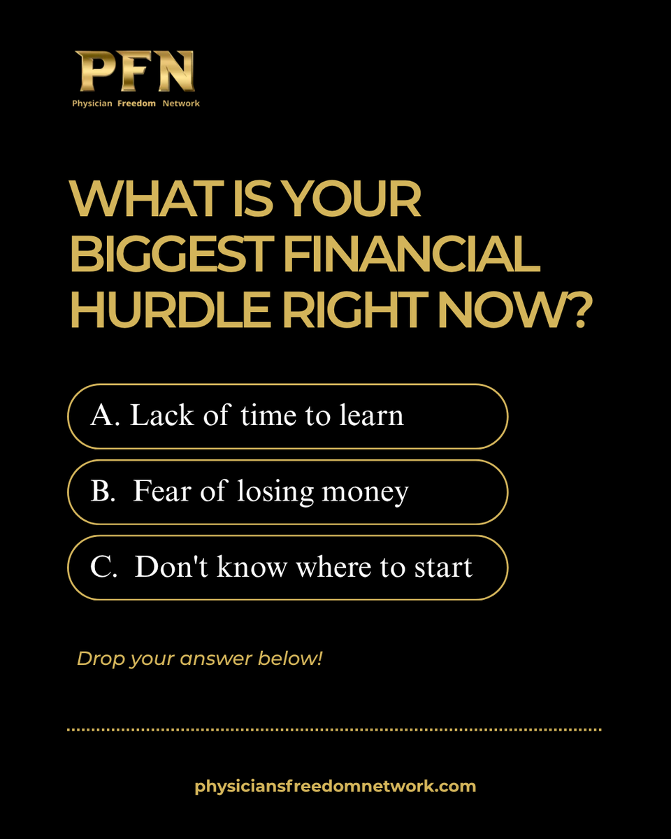 physiciansnwork's tweet photo. What is your biggest financial hurdle right now? Lack of time? Fear of losing money? Don't know where to start?

Drop your answer below! 👇

🔗 https://t.co/LSghVeuplU https://t.co/1vjla4FwL4