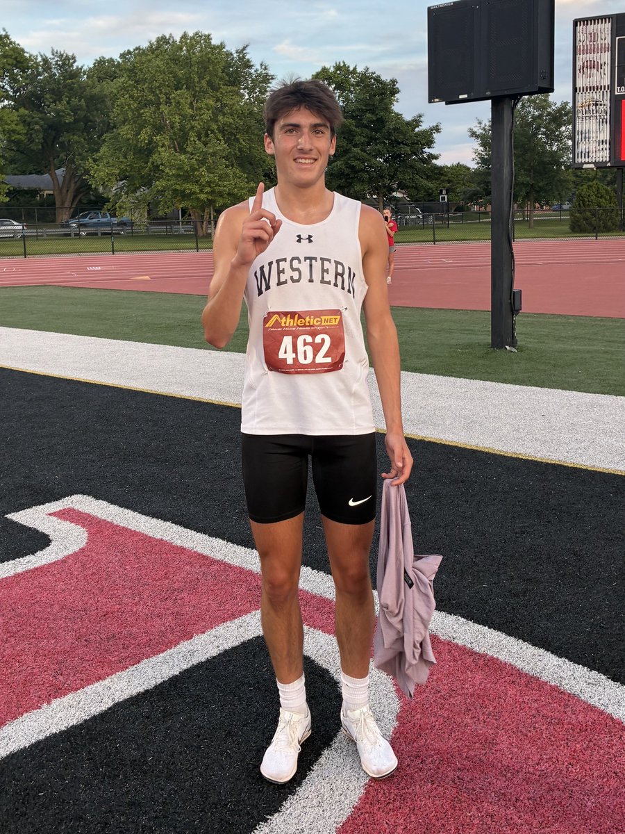 WesternTrackXC's tweet photo. Camden Raab kicks to win the 3200m.  9:09.24.  Covered the last 400m in 62.2. https://t.co/r31vlisbtB