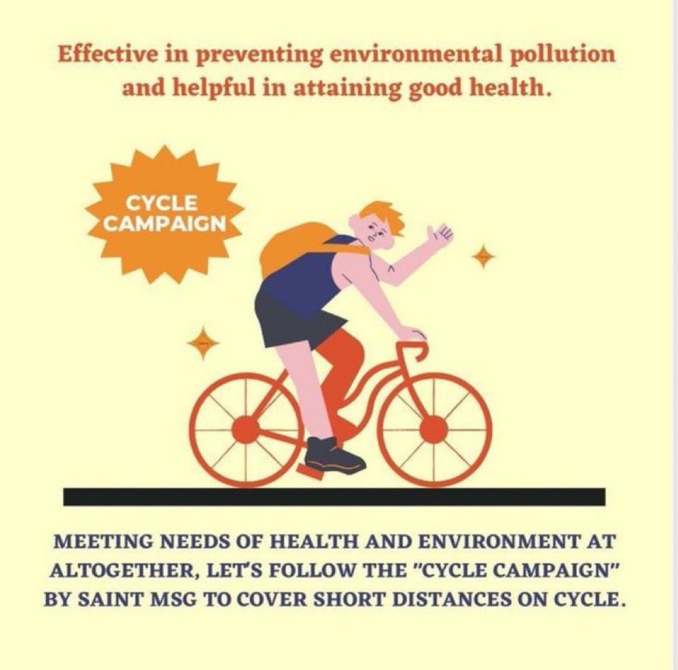 vk8913421's tweet photo. Small steps create big change.Ride a cycle, walk more, pollute less your body gets stronger and nature breathes easier. Following the guidance of Saint Gurmeet Ram Rahim Ji, let’s build a fitter, cleaner future together. #FridayFitness https://t.co/rJyStbkrIC