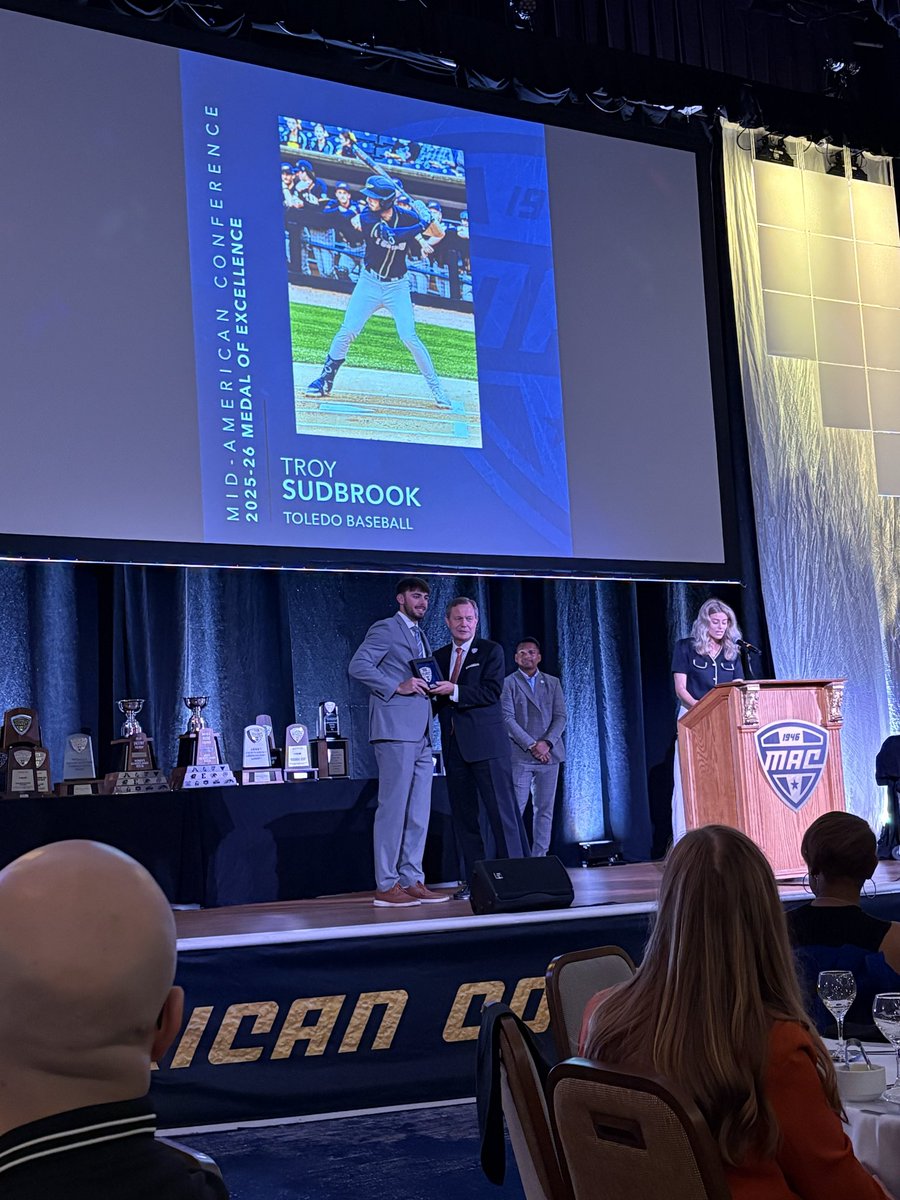 JeffSud's tweet photo. Celebrating @TroySudbrook Medal of Excellence award at @MACSports banquet. What a  year ⚾️🎓 https://t.co/ScwxtVnXnm