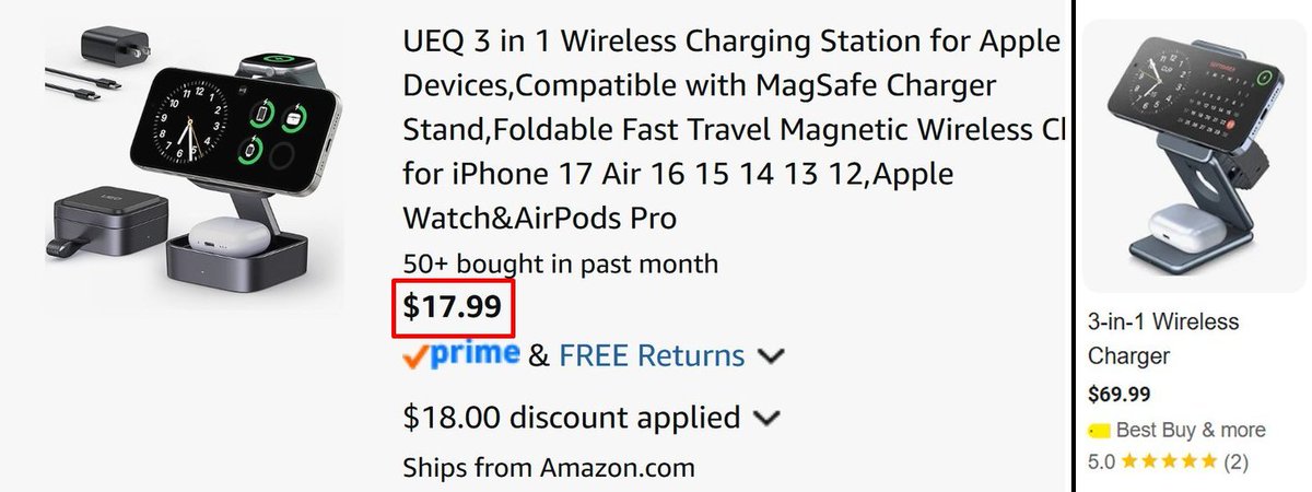 Pricerrors's tweet photo. TRY THIS CODE FOR MAGSAFE CHARGING STATION

Clip coupon on page + apply "AH8DL2PK"

If it errors, simply refresh or hit apply twice

Let me know if it works

https://t.co/g7D5sbyDws #ad https://t.co/sSTGwtgB9f