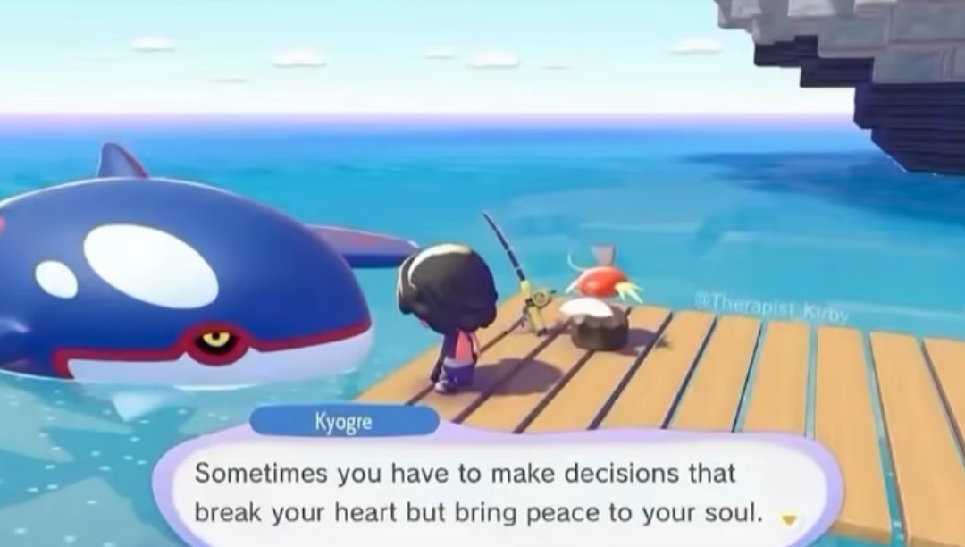 Iznari2's tweet photo. "às vezes você precisa tomar decisões q partem o coração, mas que curam a alma" - Kyogre https://t.co/NhlKvOFhAB