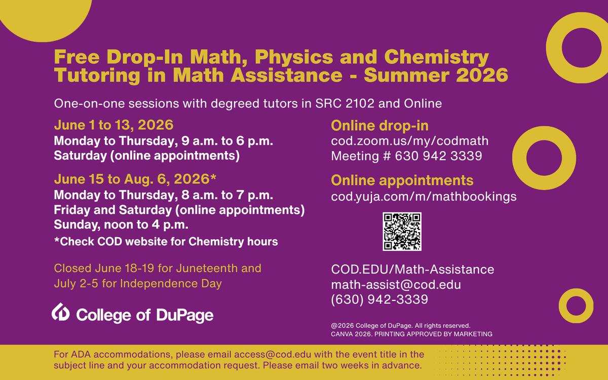 TASC_COD's tweet photo. Math Assistance offers in-person and online one-on-one help with math coursework in COD math, physics, chemistry, and more. Summer hours begin Monday, June 1. No appointment needed. Visit our website (link in bio) for more info. https://t.co/zgI6O7BYeY