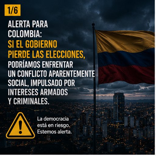 Arias_Ricardo's tweet photo. 1/6 Llevo años alertando sobre el riesgo que viven muchas comunidades en medio de la guerra. Hoy quiero advertir algo con seriedad. Si el gobierno pierde las próximas elecciones, Colombia podría enfrentar un conflicto presentado como “social”, pero impulsado por intereses armados y criminales. Video completo acá: https://t.co/CsKJ2jf629 #EleccionesColombia