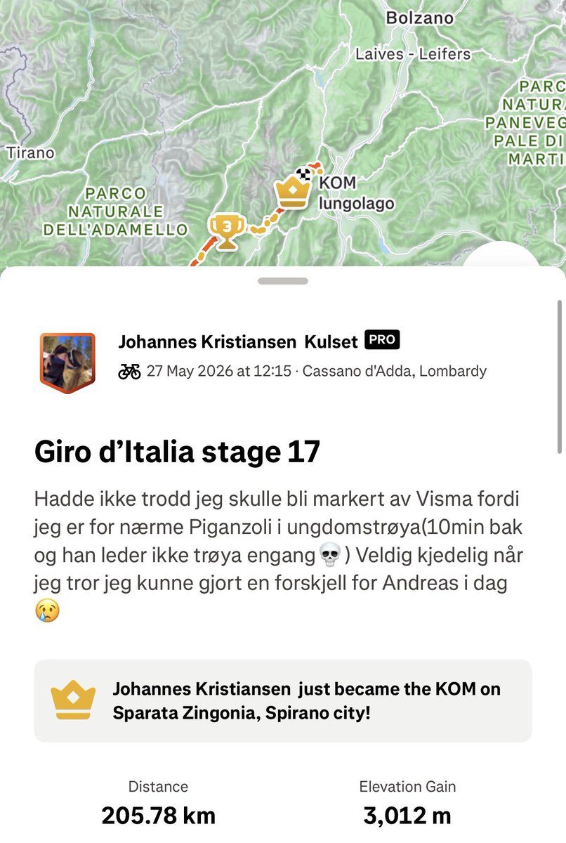 KulsetSelbu's tweet photo. Johannes Kulset 🇳🇴 #GirodItalia 🇮🇹 https://t.co/1E1uKKs6pB