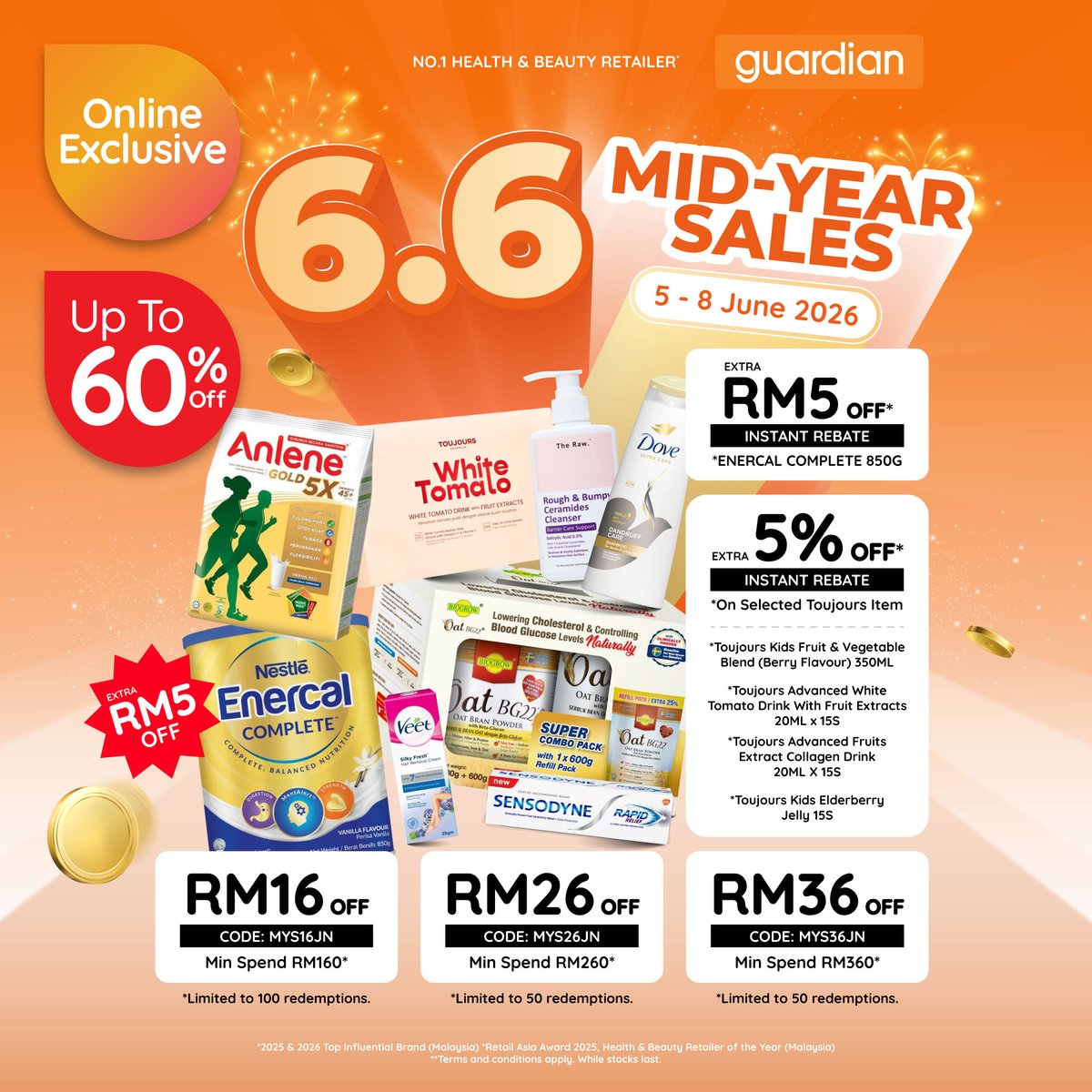GuardianMYS's tweet photo. 🌟 𝟲.𝟲 𝗠𝗶𝗱-𝗬𝗲𝗮𝗿 𝗠𝗮𝗱𝗻𝗲𝘀𝘀 | 𝟱 - 𝟴 𝗝𝘂𝗻𝗲 𝟮𝟬𝟮𝟲
Your daily essentials deserve a mid-year upgrade 💫 Save up to 𝟲𝟬% 𝗢𝗙𝗙 + grab vouchers up to 𝗥𝗠𝟯𝟲 𝗢𝗙𝗙!

𝗦𝗵𝗼𝗽 𝗻𝗼𝘄: https://t.co/dsdnRbtxAT https://t.co/XVrr5PJgOh