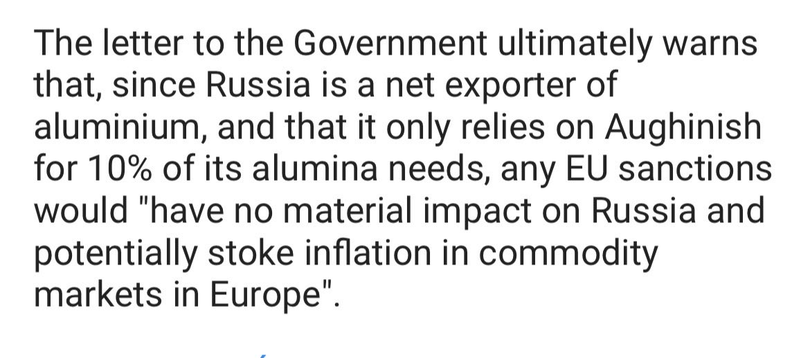 realLangerDan's tweet photo. 🚨Yesterday, NAFO received contact from Irish MEP @BarryAndrewsMEP regarding Aughinish (pic 1) where he sets out he was assured of certain matters

We wondered who assured him

This morning, RTÉ news leaked a draft letter sent by Aughinish to the Irish Gov

Now we know: Rusal did https://t.co/zyH5b5edtP
