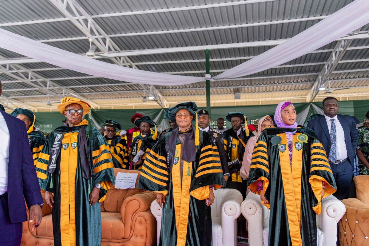 OgbeniDipo's tweet photo. Kaduna Polytechnic’s Combined Convocation and 70th Anniversary marked a meaningful homecoming, as His Excellency, Senator Uba Sani, CON (@ubasanius), the Governor of Kaduna State, reflected on the institution’s profound influence on his personal and professional journey. 

At the event, he highlighted the Polytechnic’s enduring legacy in technical and vocational education and its role in shaping values, broadening intellectual horizons, and strengthening commitment to public service.

He expressed gratitude for being awarded the prestigious Fellowship of Kaduna Polytechnic, dedicating the honour to the people of Kaduna State and their shared aspirations for educational excellence, youth empowerment, and inclusive development. 

Senator Uba Sani reaffirmed his administration’s belief in education as society’s most strategic investment, citing initiatives such as sponsoring 775 students at the Polytechnic, establishing new vocational institutes in Rigachikun, Samaru Kataf, and Soba, and modernising the Panteka Skills Hub to boost innovation and technical capacity across the state.

In recognition of their outstanding achievement, all best‑graduating students announced at the ceremony received automatic employment with the Kaduna State Government.