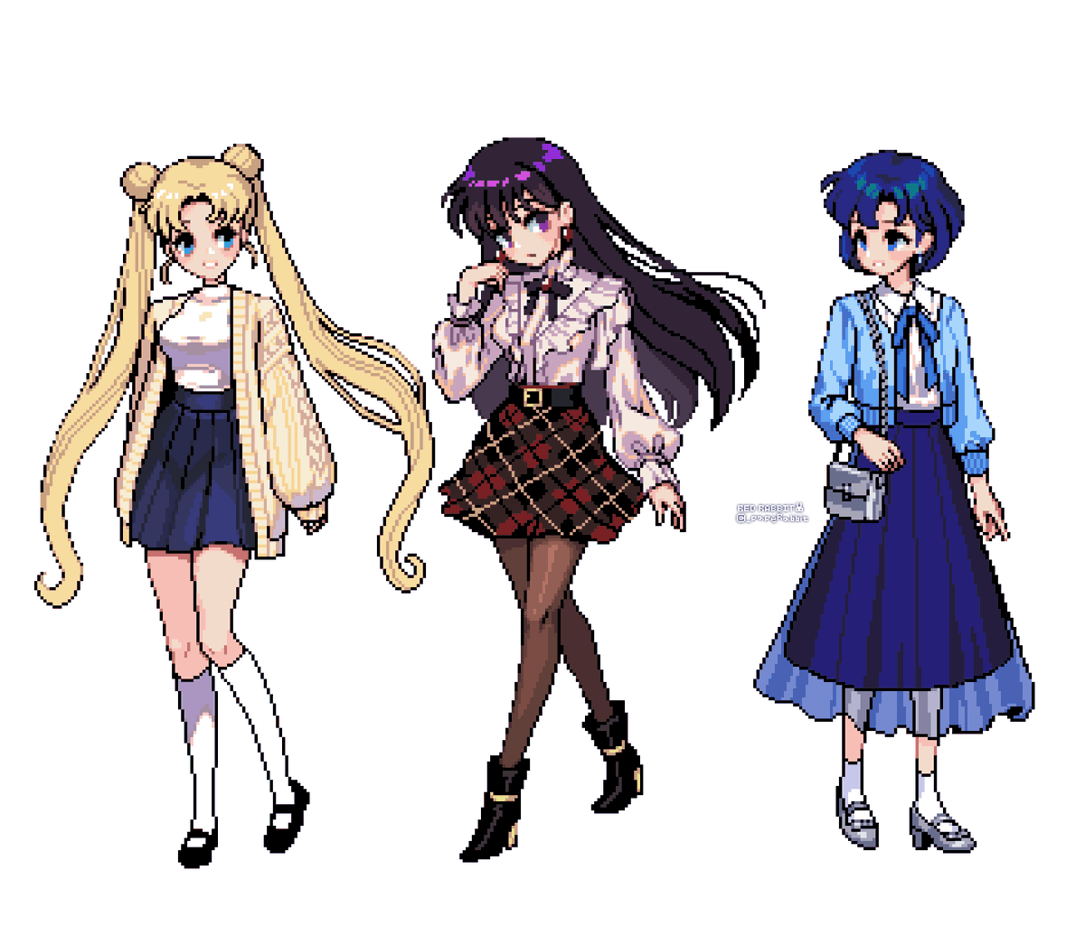 _papeRabbit's tweet photo. 머큐리의 랩스커트가 어렵네요.😂

#セーラーマーキュリー #水野亜美 #SailorMercury #pixelart #ドット絵 https://t.co/GMGmMVk3tz