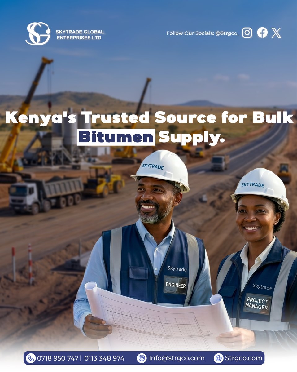 strgco_'s tweet photo. Long-lasting roads begin with high-performance binding. We supply the premium bulk bitumen required to withstand heavy traffic and harsh climates, ensuring durable, high-detail aggregate finishes for modern highways. From refinery to job site, we are the strength behind the asphalt.
Call us: 0113 348 974 | 0718 950 747
Visit: https://t.co/zDLz1XIx6V
#BitumenExperts #QualityYouCanSee #bitumen #BitumenSupply #BitumenExport #bitumen_price #quality #BitumenSupply #yourbitumendistributor #bitumenkenya #bitumeneastafrica #BuildingSolutions #ConstructionKenya #KenyaStandards #ReliableMaterials #logistics #supplychain #bulkbiumen #delivery #trustedsupplier