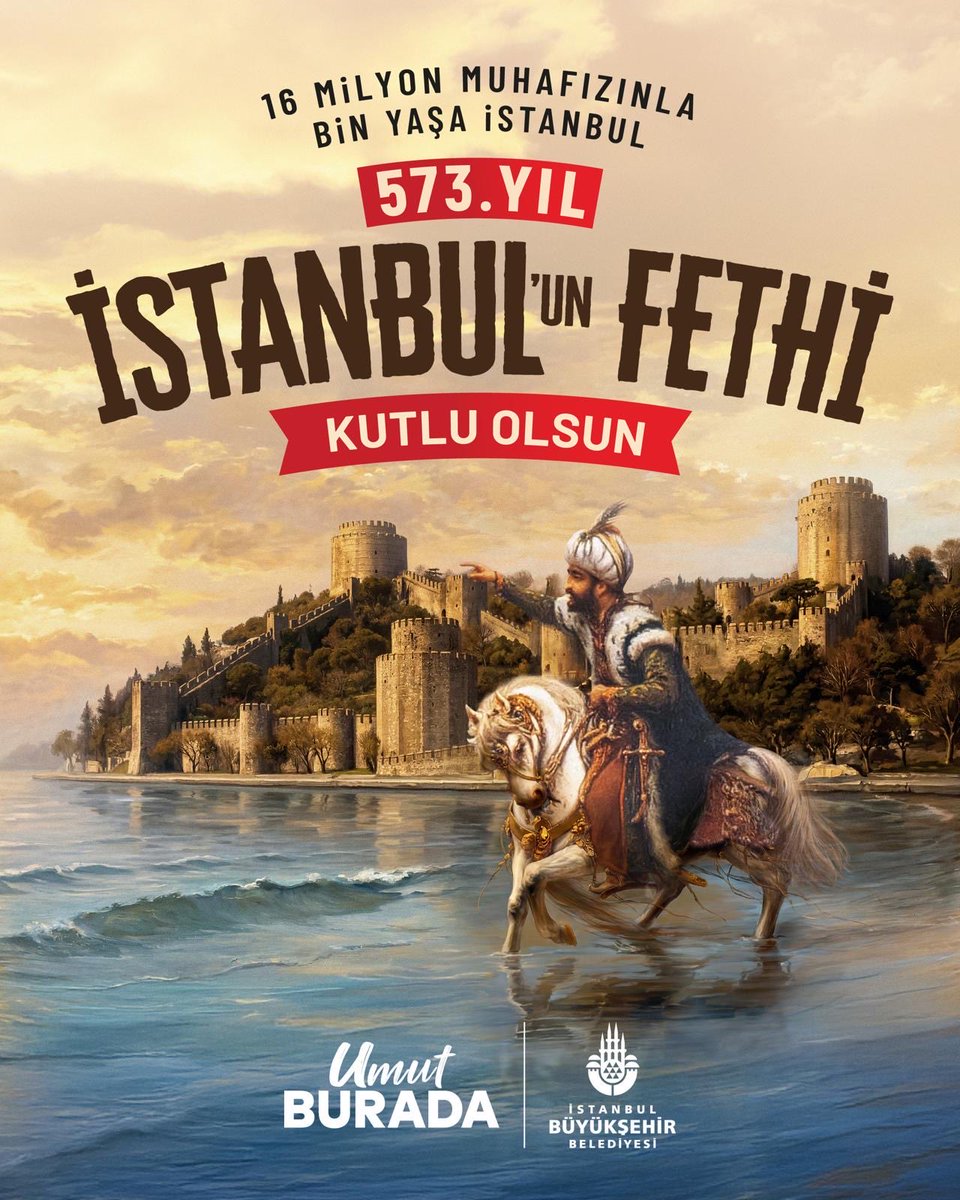 istanbulbld's tweet photo. 16 milyon muhafızınla bin yaşa İstanbul.
İstanbul’un Fethi’nin 573. yılı kutlu olsun!

Aziz şehrimizi bize miras bırakan büyük komutan Fatih Sultan Mehmet Han’ı saygı ve rahmetle anıyoruz. https://t.co/0MWhFJnSTb