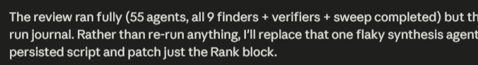 UncleGuily's tweet photo. Quejesta mierda jajaja 55 agentes se lanzó el Opus 4.8 para hacerme un review de un commit de 3k lineas. https://t.co/BVSGTl0h2x