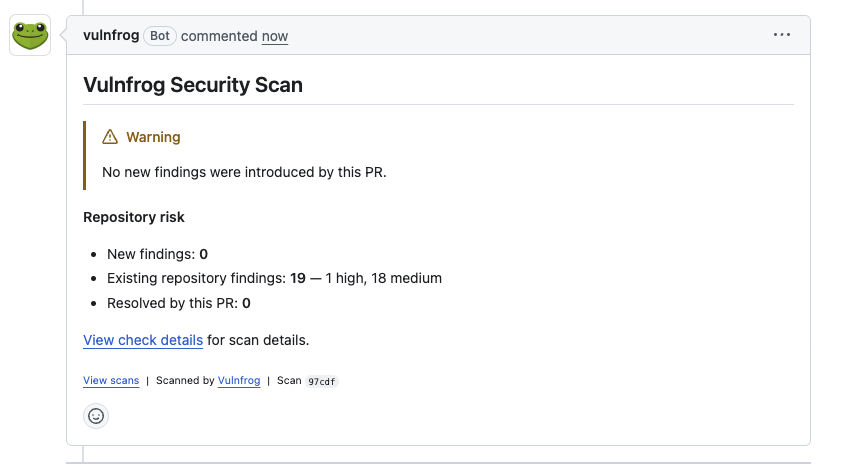 lilfrogdev's tweet photo. 27 days left to ship vulnfrog, a security scanner for indie devs

major improvements today:
- upgraded internal model to opus 4.8
- added vuln fix pr generations &amp; commits!!

vulnfrog now finds AND fixes vulnerabilities in your repo! this is just v1 with more improvements to come https://t.co/ZcMsgI4iRq