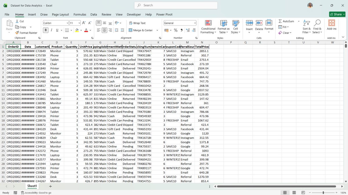 Dedejacksona's tweet photo. "If it isn't documented, it didn't happen" has always been a thing even while I trained to becoming a Pharmacist and also as I practice in Pharmacy. 
Today as I looked at this messy Dataset for my first Project at Decodelabs, the message ringing in my head is, . . . https://t.co/3ygLZJsbvq