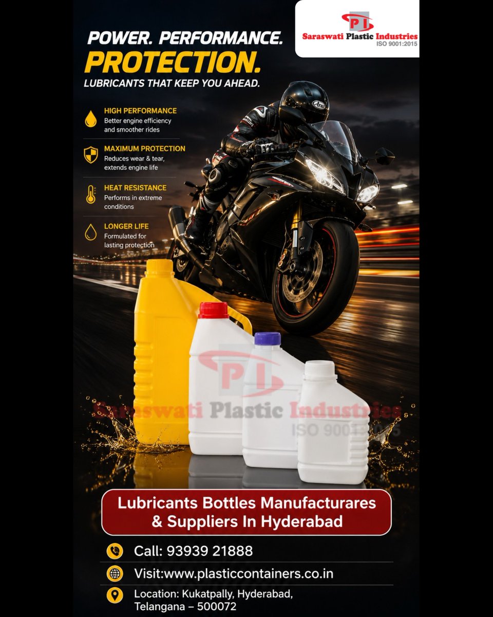 SPlasticind's tweet photo. Rating: 4.9 ⭐⭐⭐⭐⭐
💫✨ Saraswati Plastic Industries ✨💫
📞 Call: 93939 21888
🌐 Visit:https://t.co/U3OcP6bMj8
📍 Location: Kukatpally, Hyderabad, Telangana – 500072
#LubricantBottles #BottleManufacturers #BottleSuppliers #PlasticBottles #PackagingSolutions https://t.co/1d7J3C3rMs