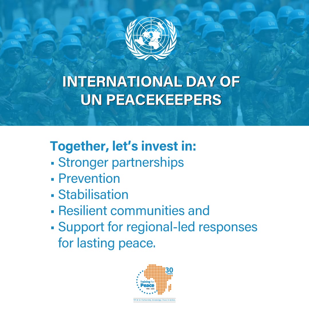 T4PAfrica's tweet photo. On #PKDay today, it is important to reiterate our shared responsibility to consistently #InvestinPeace. #ServingForPeace #TfP30PeaceInAction @Bankole_Adeoye @ACCORD_online @issafrica @nupinytt @NorwayMFA @_AfricanUnion @AUC_PAPS @NorwayAU https://t.co/er7jAWqTwg