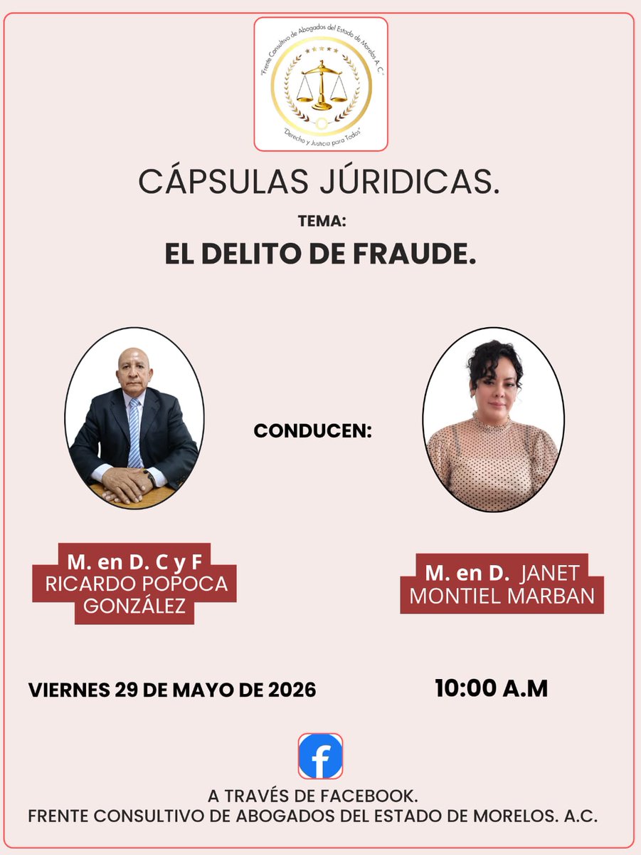 RicardoPopoca's tweet photo. Atenta invitación a escuchar Cápsulas Jurídicas del Frente Consultivo de abogados de Morelos. https://t.co/hCqOtlKkIL