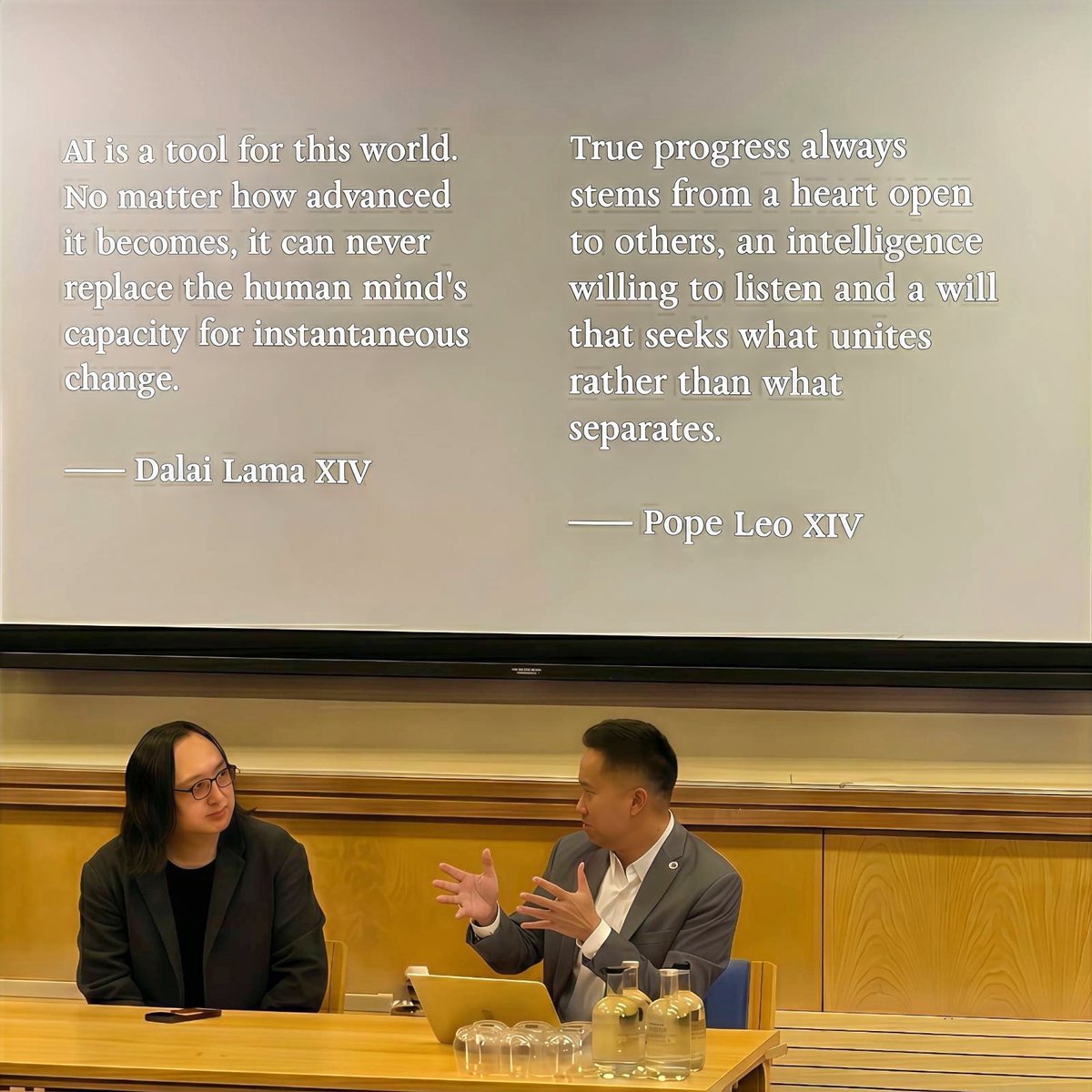 audreyt's tweet photo. .@DalaiLama’s &amp; @Pontifex’s words of wisdom carry wonderful weight in the Age of AI.💯

They inspire us to listen broadly &amp; tend our #CivicAI garden with ⿻Plurality &amp; 6⃣Pack of Care principles.

Dig deeper via my topical talk at @OSGAOxford.🙏

▶️https://t.co/u8Cku9zXZP

#LLAP🖖 https://t.co/ymGF2XNrj3