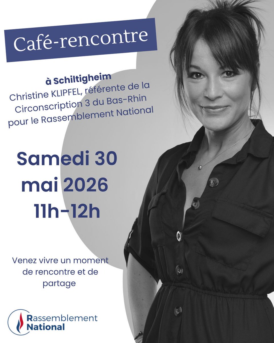 gregwalter85's tweet photo. Venez nombreux pour le café-rencontre de la #circo6703 , samedi 30 mai 2026 à #schiltigheim. 
L'opportunité de se rencontrer, de partager vos problématiques, vos idées à propos de Schiltigheim.
Inscrivez-vous par mail à christine.klipfel67@gmail.com ou MP
Le lieu sera communiqué. https://t.co/A27NBhU0qU