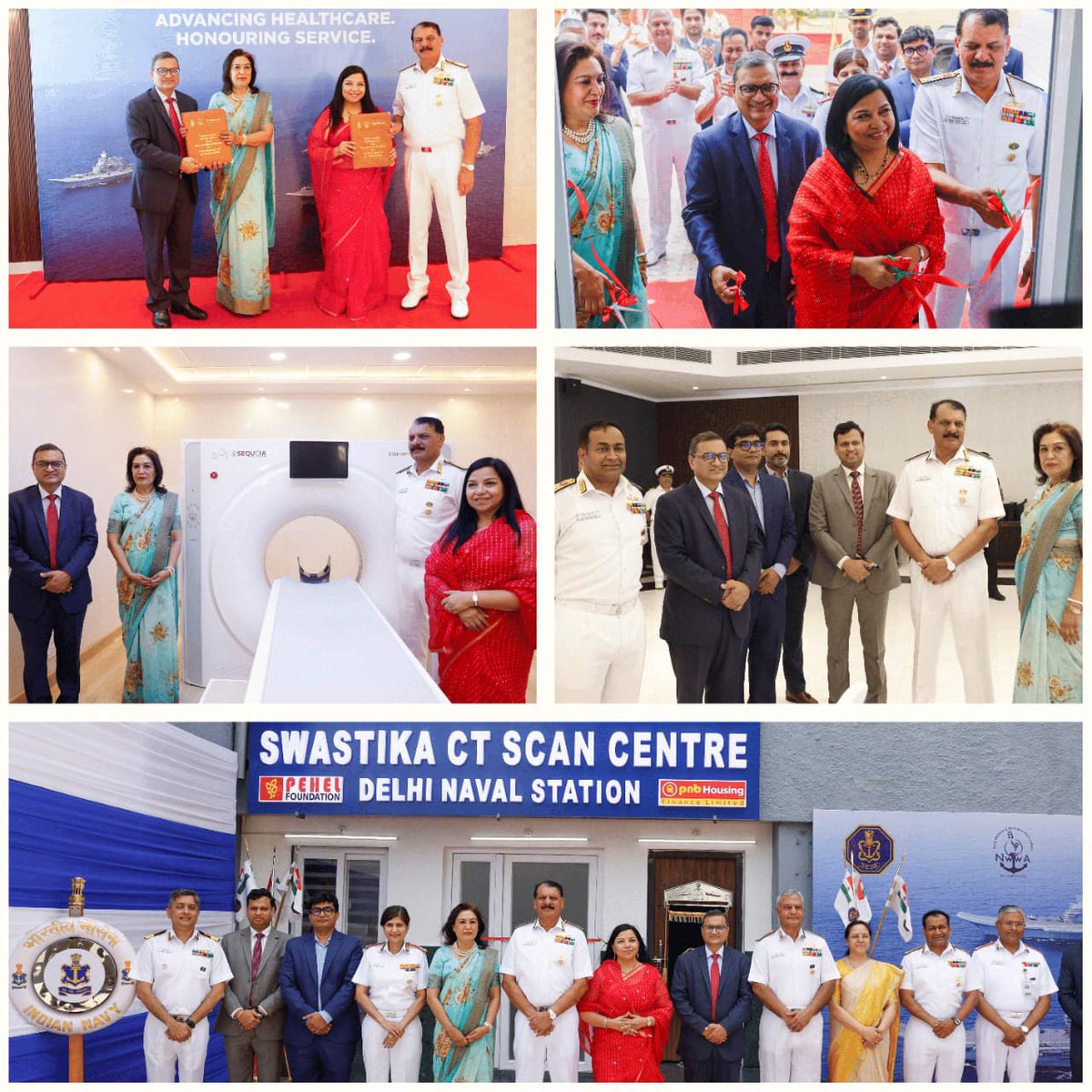 indiannavy's tweet photo. #IndianNavy, in collaboration with PNB Housing Finance Limited as the CSR partner, commissioned a state-of-the-art 64-Slice CT Scan Centre at Swastika, the Health & Wellness Centre of Naval Station Delhi, on #28May 26.

Inaugurated by Adm Dinesh Kumar Tripathi, #CNS; Mrs Shashi Tripathi, President #NWWA; Mr Ajai Shukla, MD & CEO PNBHFL and Ms Gita Nayyar, Chairperson, CSR Committee PNBHFL, the facility will strengthen emergency and diagnostic care for the 15000+ strong  Naval  Community at Delhi-NCR comprising serving personnel, veterans and their families. 

The advanced imaging capabilities will significantly enhance trauma management and critical care, particularly during the crucial ‘golden hour’ in emergency medical situations.

#Healthcare #NavalHealthcare 
#CSR #PNBHousingFinance

@NAVYESM @INS_India_IN @NWWA_INDIANNAVY