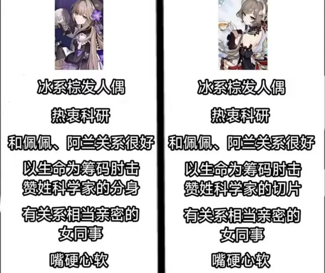 DaserYoung's tweet photo. @KeitaroTR Herta = Sandrone
1.cyro brown-hair puppet;
2.obsessed with research;
3. good relationship with Pepe &amp; Arlan;
4.beat Zand■■;
5. have a really close relationship with a female colleague;
6.sharp-tongued but kind-hearted https://t.co/oycsIclbzJ