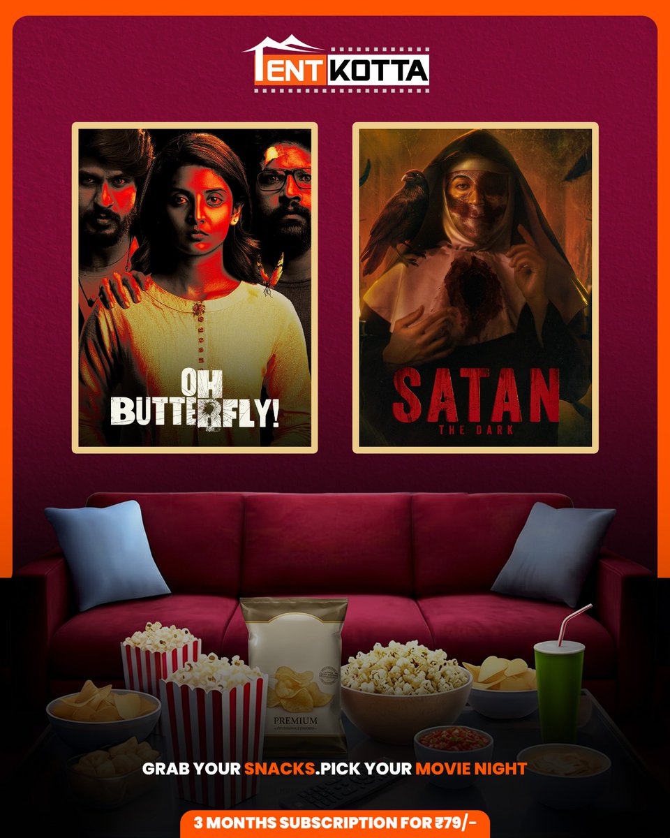 Tentkotta's tweet photo. 🍿 Grab your snacks. The suspense is ready.
🦋 Oh Butterfly! &amp; 😈 Satan The Dark — streaming now on Tentkotta.

#MovieNight #Tentkotta #OhButterfly #SatanTheDark #StreamingNow https://t.co/XaRBJiOajL