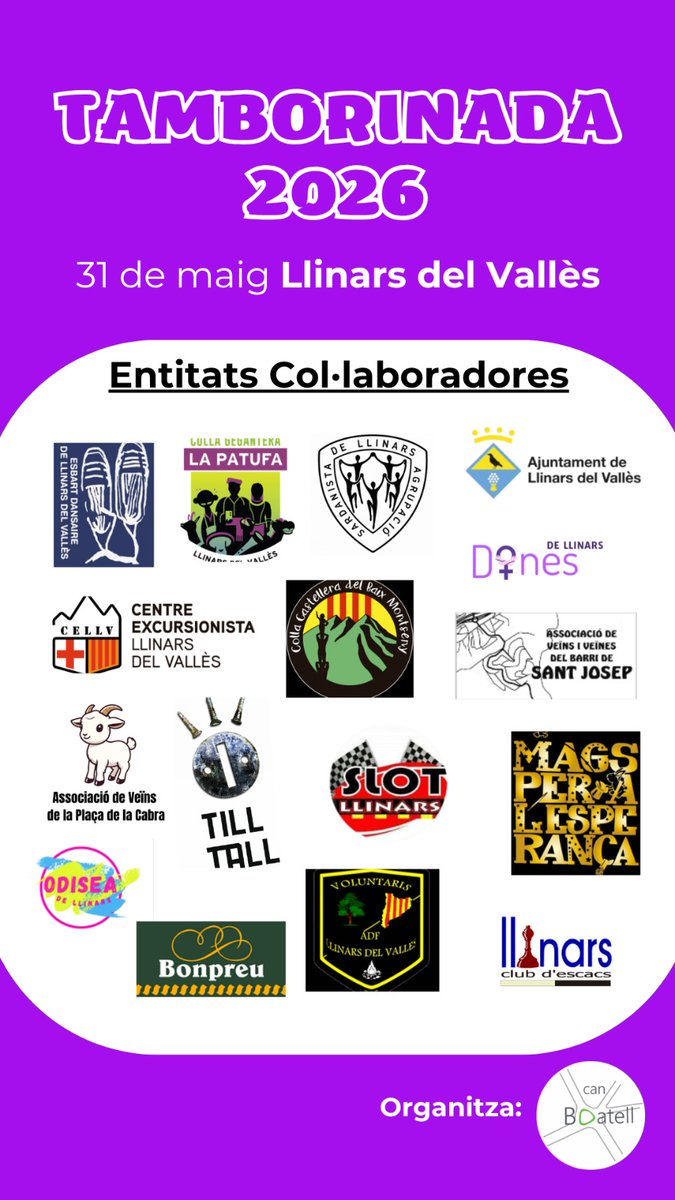 Till_Tall's tweet photo. Aquest cap de setmana participem en La Tamborinada
Diumenge 31 de 10 a 12 a la  pl. dels Països Catalans. https://t.co/c6tnyOlBWD