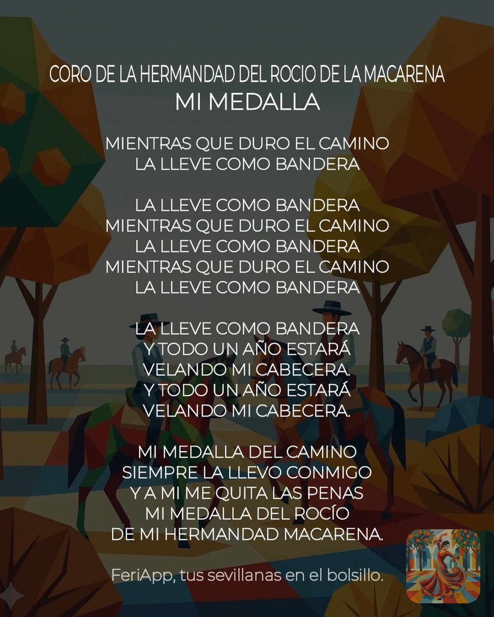 FeriAppOficial's tweet photo. «Mi medalla del camino siempre la llevo conmigo». 🌾🏅

El Coro de la Hermandad del Rocío de la Macarena entona un canto de fe incondicional. 

#FeriApp #Sevillanas #CorodelaHermandaddelRociodelaMacarena

📱 Descarga FeriApp:
https://t.co/UnOi0m97t8 https://t.co/gFvxHiD9dS