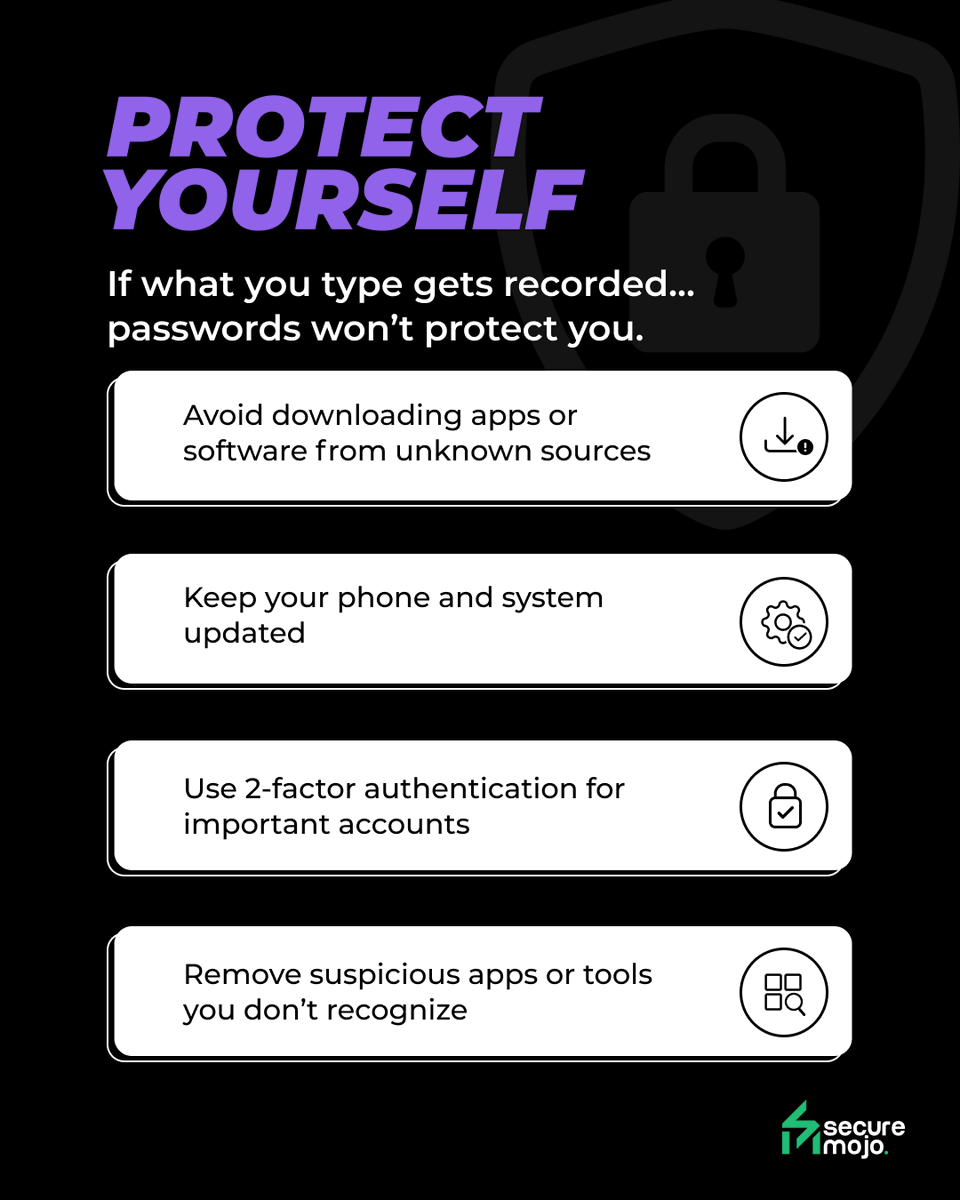 SecureMojo's tweet photo. You never shared your password 🔒
Your keyboard might have ⚠️

#SecureMojo #Cybersecurity #OnlineSafety #DigitalHygiene #CyberSmart #Keylogger #MalwareAttack #CredentialTheft #Spyware #Hackerspov https://t.co/EiQeJzJQ6D