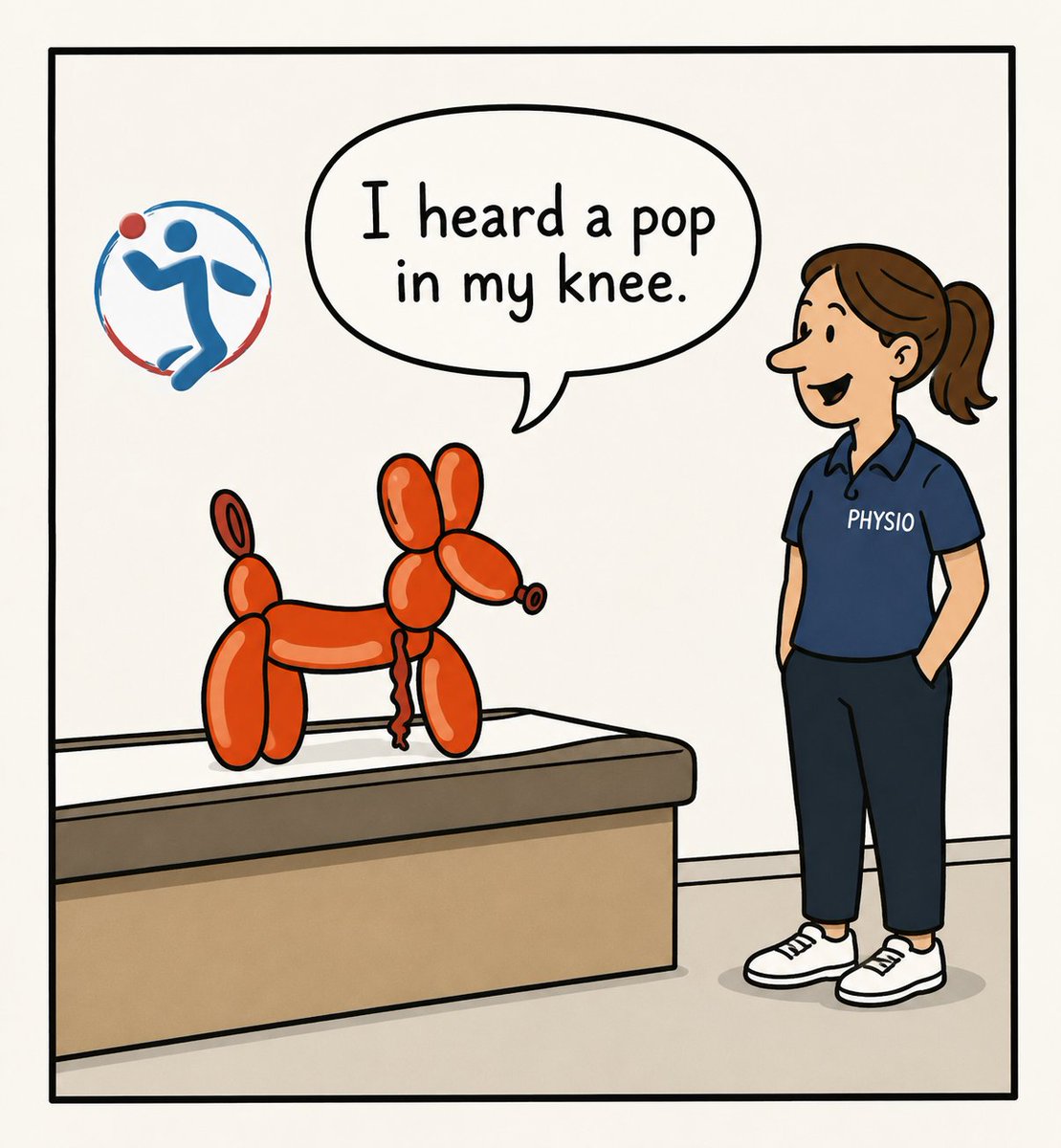 sportingjoint's tweet photo. 'Patient presents with a popping noise in their knee but reports no swelling immediately after the injury' 🤣 #fridayfunny #injury #dadjoke #kneeinjury https://t.co/Au085S91ty