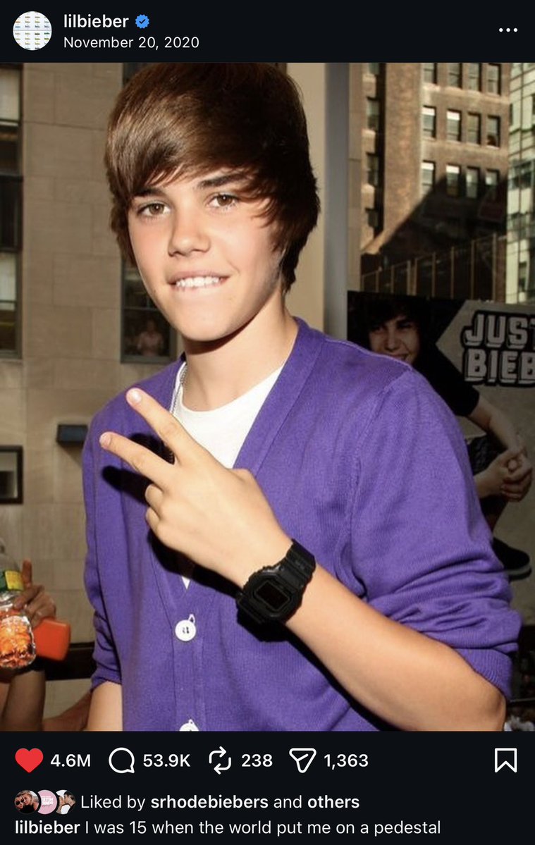 beaniscutie's tweet photo. “i was 15 when the world put me on a pedestal” 
-justin bieber https://t.co/njzGypXF1v