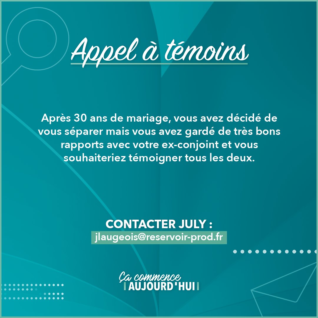 CaCommenceAuj's tweet photo. 📣 Appel à témoins #CCA 
Contactez July : 
📧 jlaugeois@reservoir-prod.fr https://t.co/ZGEG8BSDJQ