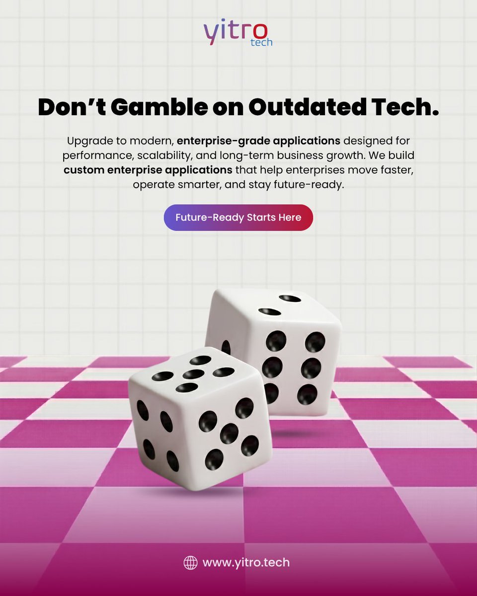 Yitrotech's tweet photo. Outdated tech shouldn't hold your business back. ⚡

At Yitro, we build scalable, high-performance custom enterprise applications designed to accelerate your growth, speed, and efficiency. 

Stop gambling on legacy systems and stay future-ready.

#AppDevelopment #Yitro #Tech https://t.co/Sgpg25yG8P