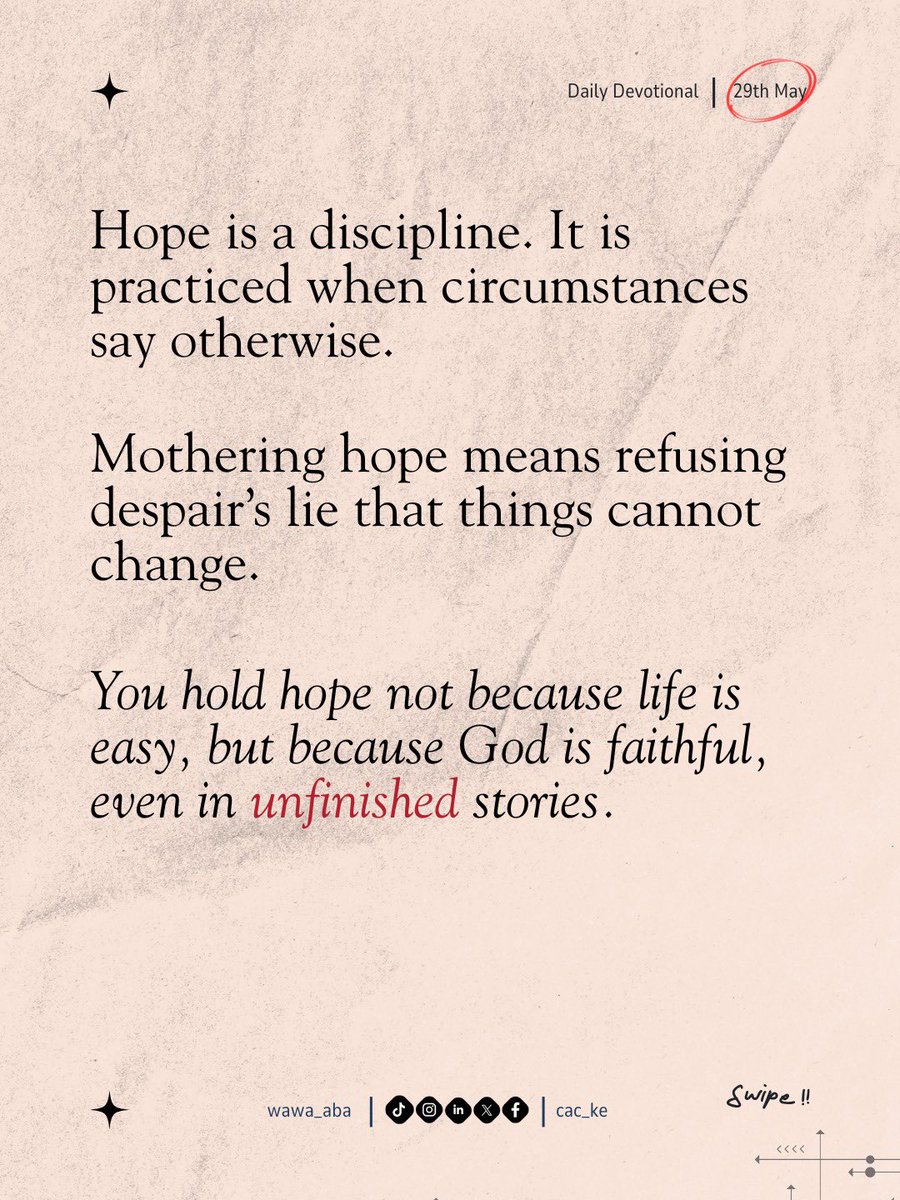 CAC_Ke's tweet photo. Hope is a discipline we practice even when life feels unfinished. 

Inhale hope, release despair, and trust that change is still possible. 

#DailyDevotional #WomanistWisdom #ThrivingInTruth https://t.co/CCtxGD9LZn