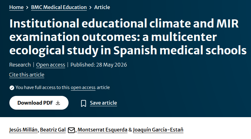 Sedem_ORG's tweet photo. Publicamos sobre #climaeducativo y #MIR. La asociación es limitada y no significativa. El rendimiento en los exámenes del MIR está influenciado por una compleja interacción de factores que van más allá del entorno de aprendizaje institucional. https://t.co/IAAJvS3oib https://t.co/hXeI2Er8l8