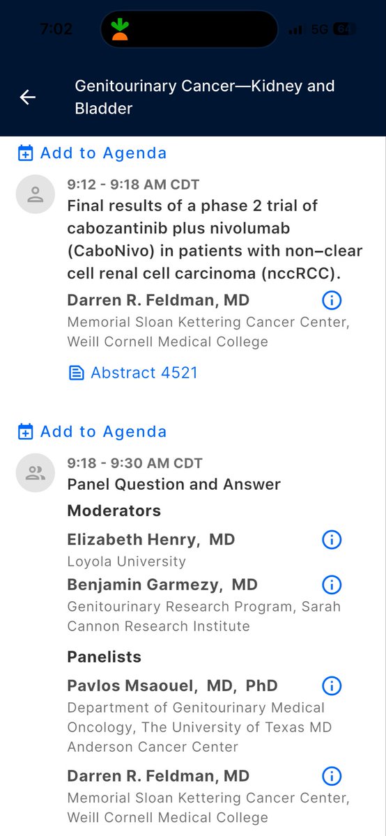 LauraEsfeller's tweet photo. Late night post as I board my flight for #ASCO26…looking to Monday! Feels like it could be a BIG day for #kidneycancer, especially non clear cell. Excited to hear more about CBM588 esp since @SWOG @PBarataMD @DrVaishampayan just launched BIOFRONT. Then can’t wait to hear @PavlosMsaouel’s latest on #renalmedullarycarcinoma. Rounding it out with @DrDarrenFeldman on a non-clear cell RCC trial results. It will be a jam packed morning for sure!
