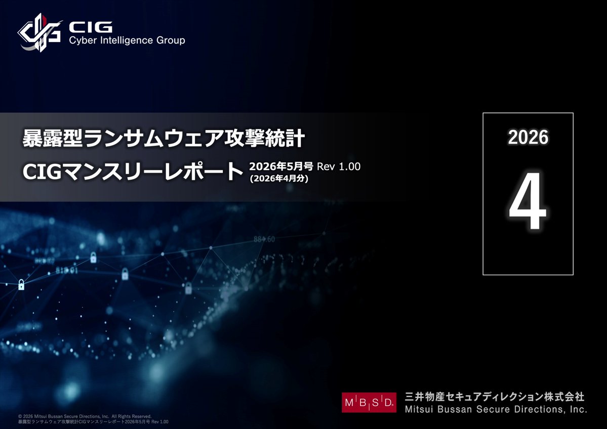 mbsdnews's tweet photo. ランサムウェア統計マンスリーレポート【2026年5月号 (4月分)】を公開しました。

国内関連の被害は2026年4月に19件を確認し、前月比で約36%増加。
日本関連組織のリークサイト掲載数はアジア地域で2番目となっています。

攻撃グループでは、2025年からカルテル型モデルの運用を開始した DragonForce が現在も被害組織数を拡大中。
5月初旬に内部データが流出した The Gentlemen も、4月の掲載数は Qilin (Agenda) に次ぐ83件と高水準です。

その他、注目ニュースのピックアップや業種別統計も掲載しています。ぜひご一読ください。

🔗 レポートはこちら▼
https://t.co/Z9bO8CFAQH