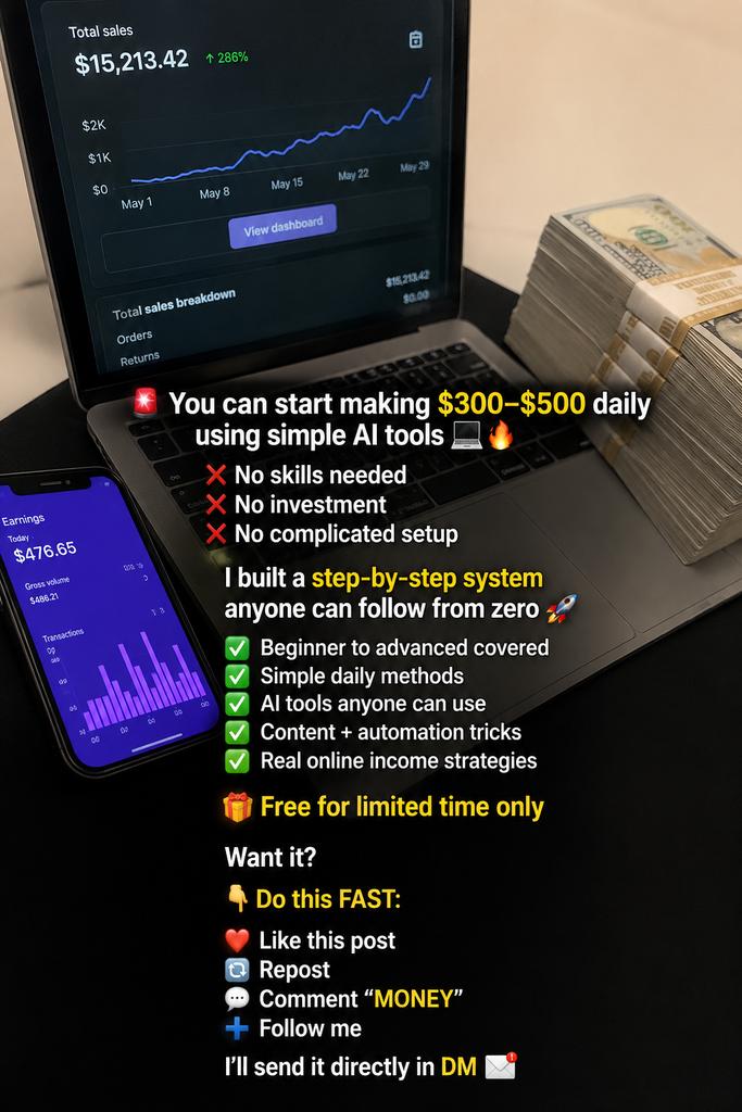 NadzuAI's tweet photo. 🚨 You can start making $300–$500 daily using simple AI tools 💻🔥

No skills needed ❌
No investment ❌
No complicated setup ❌

I built a step-by-step system anyone can follow from zero 🚀

✅ Beginner to advanced covered
✅ Simple daily methods
✅ AI tools anyone can use
✅ Content + automation tricks
✅ Real online income strategies

🎁 Free for limited time only

Want it?

👇 Do this FAST:

❤️ Like this post
🔁 Repost
💬 Comment “MONEY”
➕ Follow me

I’ll send it directly in DM 📩
