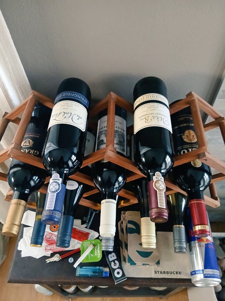 sifiso790's tweet photo. 📍 My Vintage collection! 🍷 @woolworths_sa #VintageWine #winerackdecor #winerack #hustlers https://t.co/3cUb7HviGo
