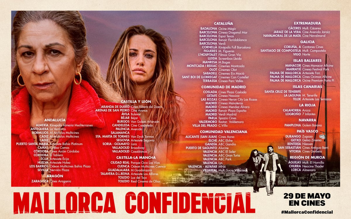 filmax's tweet photo. Hoy llega el matriarcado de la Chusa (Lolita Flores) a los cines. 🎟️ Su clan familiar controla el epicentro de la droga en Mallorca. 💵 

#MallorcaConfidencial, un thriller de David Ilundain presentado en el Festival de Málaga. 🎞️ ¡Solo en cines! https://t.co/TAIAgIX2nC