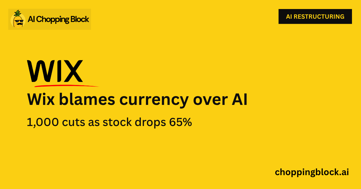 aichopblock's tweet photo. Wix eliminated 1,000 positions, attributing the cuts to Israeli Shekel currency conversion pressures rather than automation initiatives. 

Companies appear increasingly cautious about linking workforce reductions directly to AI deployment. https://t.co/OQbECwtuX0