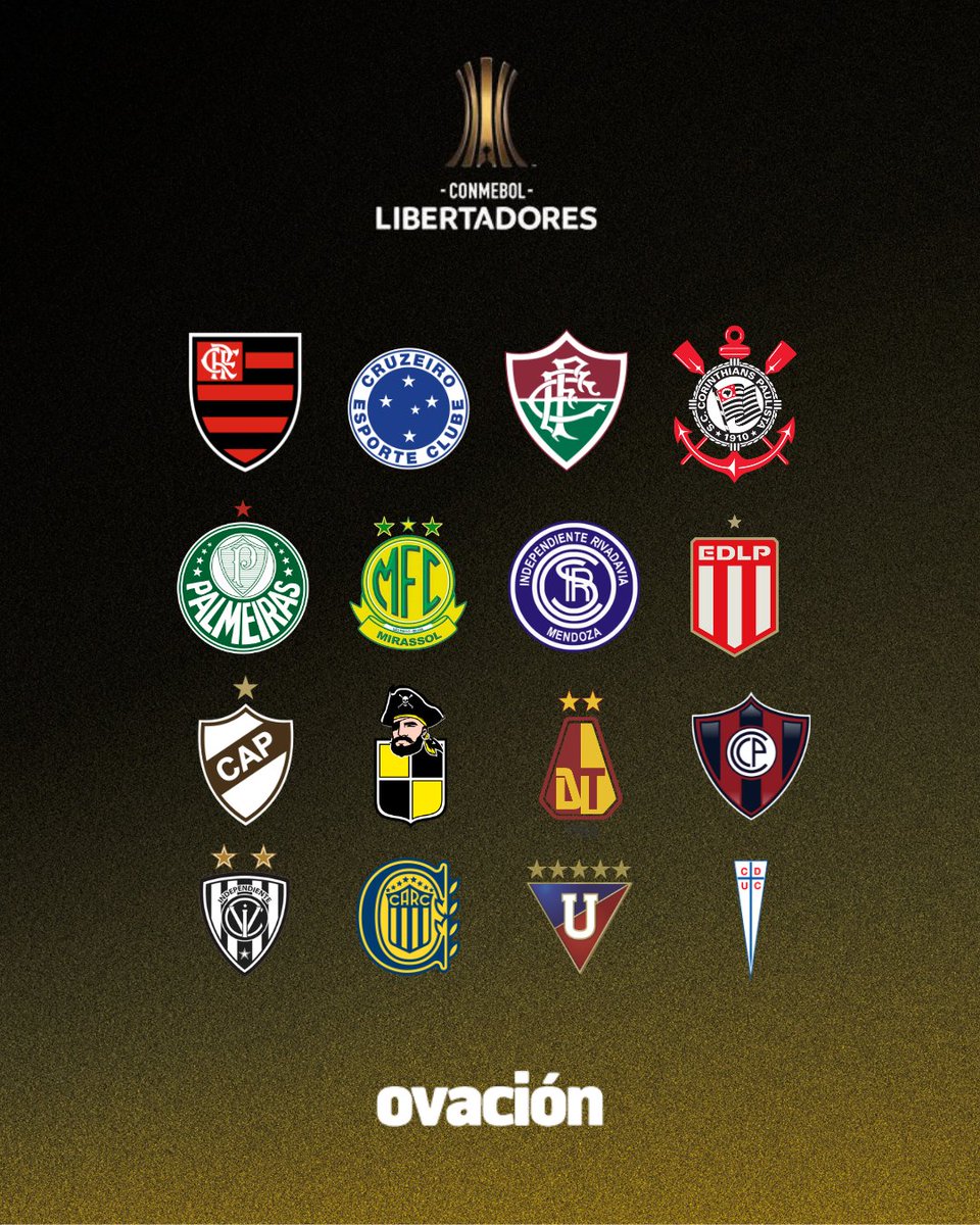 ovacionuy's tweet photo. 👉 6 brasileños, 4 argentinos, 2 ecuatorianos, 2 chilenos, 1 colombiano y 1 paraguayo.

⚽️ Estos son los 16 clasificados a octavos de final de Copa Libertadores. https://t.co/eyDuPemzSa