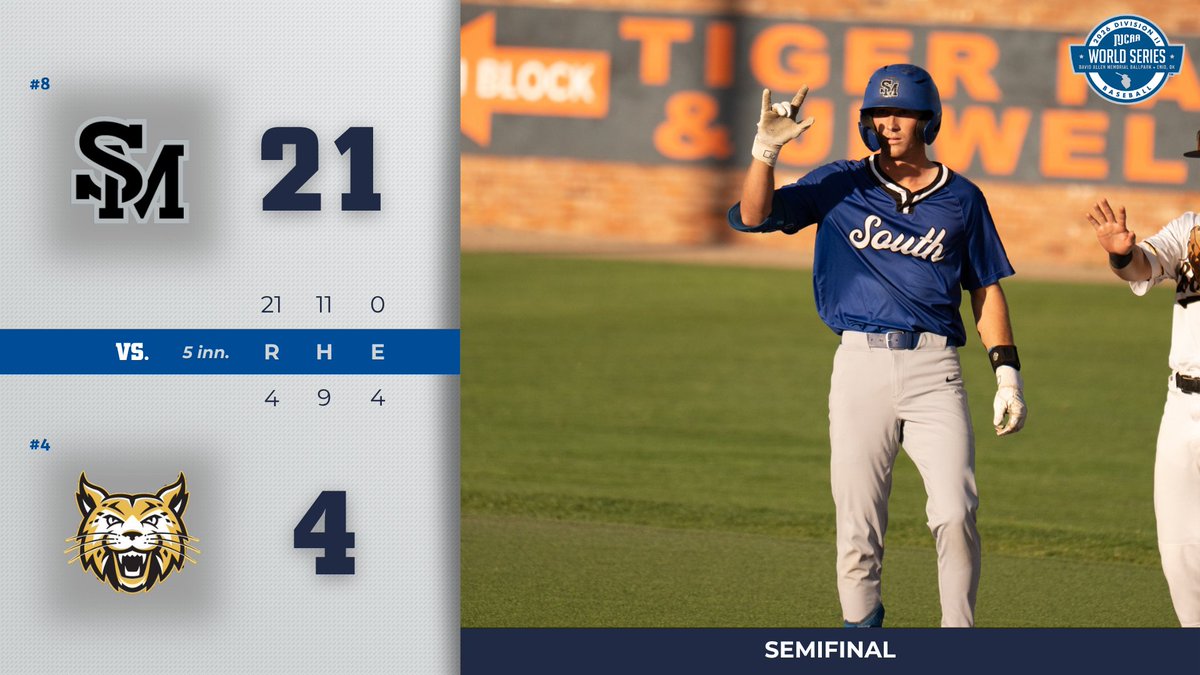 NJCAABaseball's tweet photo. 🔥The Cougars' bats stay hot!  

South Mountain earns the W and forces the "if" game at the 2026 #NJCAABaseball DII World Series. They will face Pasco-Hernando State again tomorrow at 7 PM CT on the @NJCAANetwork for a spot in Saturday's Title Game.

https://t.co/Xzdv15cBed https://t.co/RzQsqFsdzs