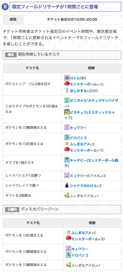 GOフェス東京 最新情報 】 公園内のフィールドリサーチ更新中！ 会場