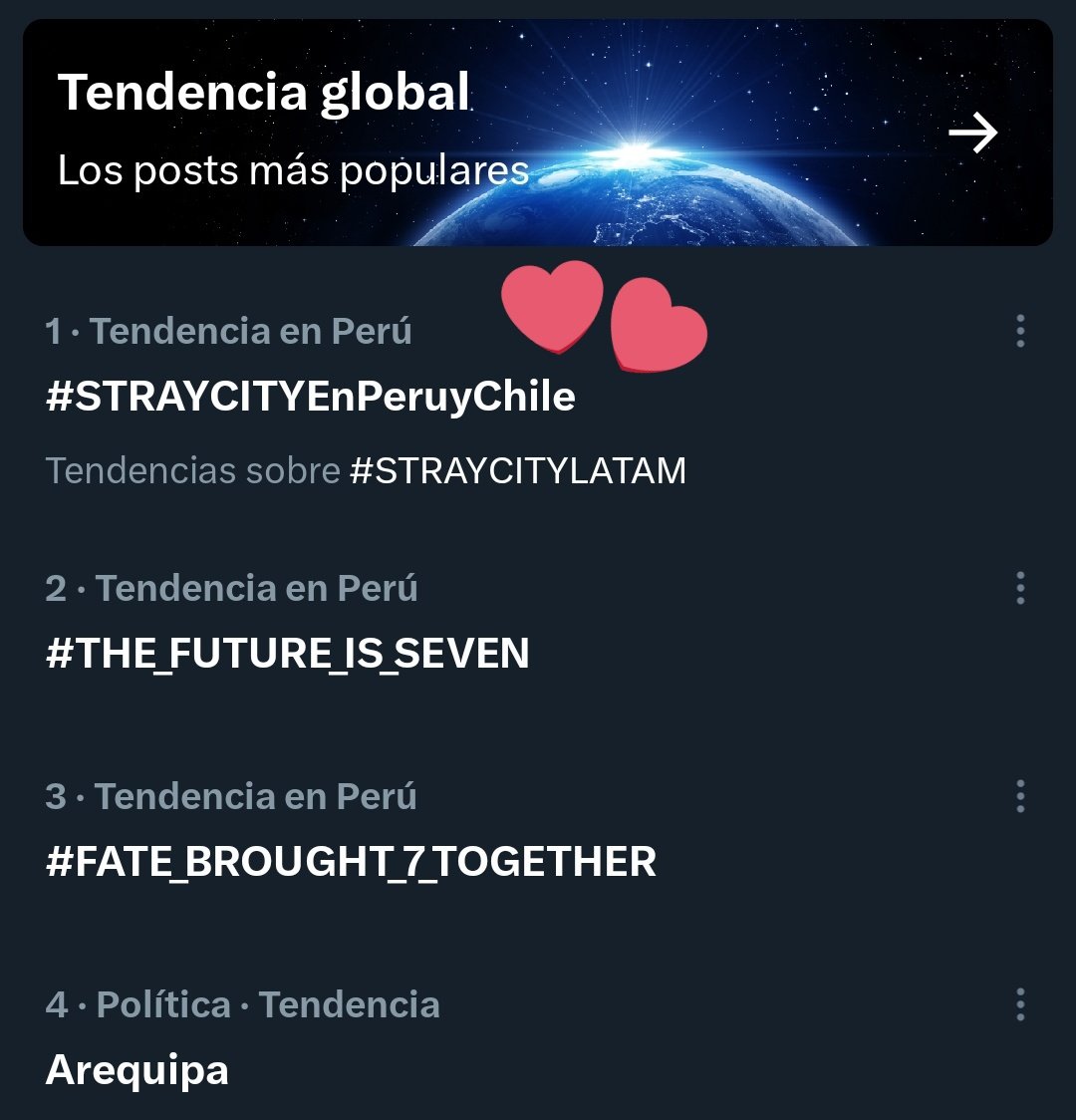 StrayKidsPeru_'s tweet photo. STAY LOGRAMOS SER TENDENCIA N°1 EN PERÚ 🇵🇪

Muchas gracias por todo el apoyo 🫶

STRAY KIDS EN PERÚ Y CHILE 🇵🇪🇨🇱
#STRAYCITYEnPeruyChile
#STRAYCITYLATAM https://t.co/9IbtuBNMzu