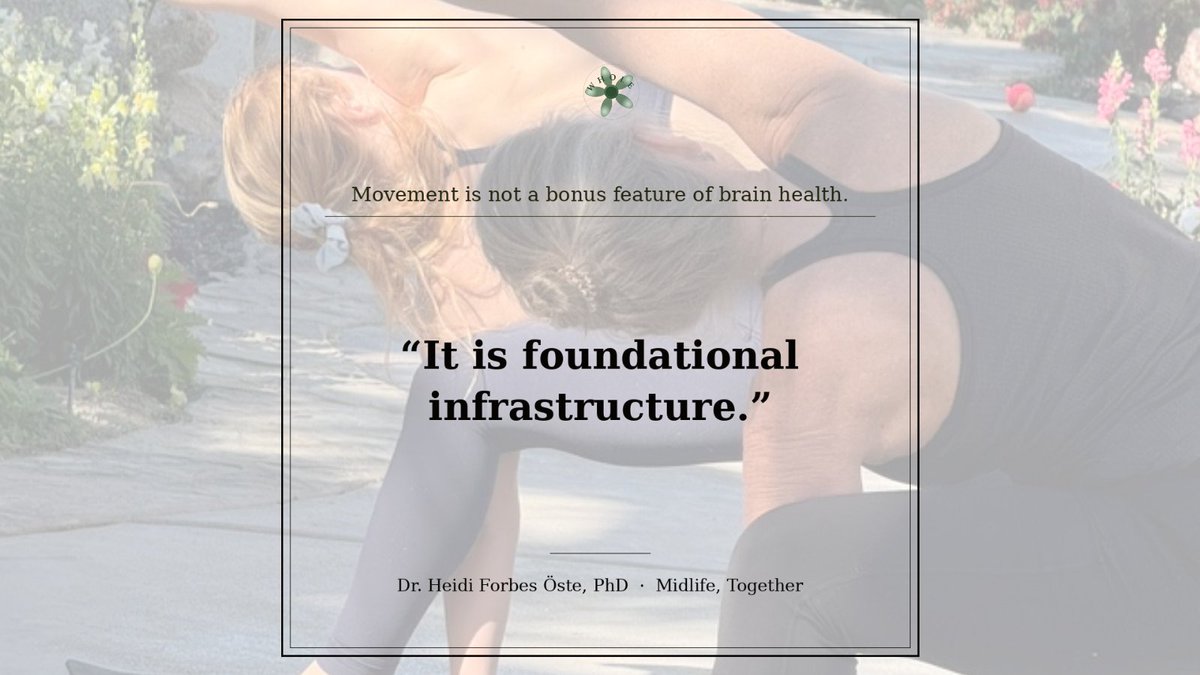 2BalanceU's tweet photo. Movement is not a bonus feature of brain health.  It is foundational infrastructure.  Read part 3 of The WHOLE Framework. https://t.co/1z1nAjckq3 #BrainLongevity #WHOLE https://t.co/gByBm4M3mS